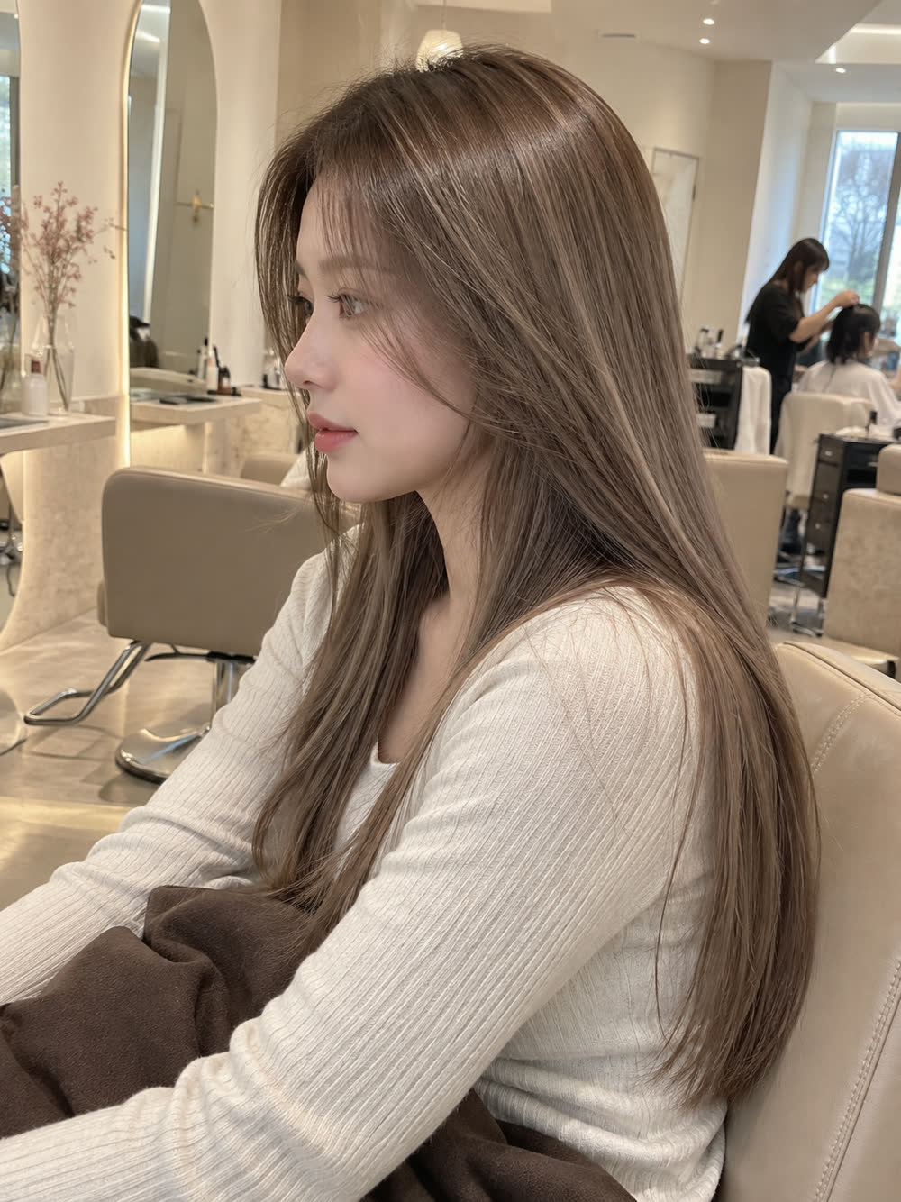 애쉬 베이지 발레아쥬 롱 스트레이트